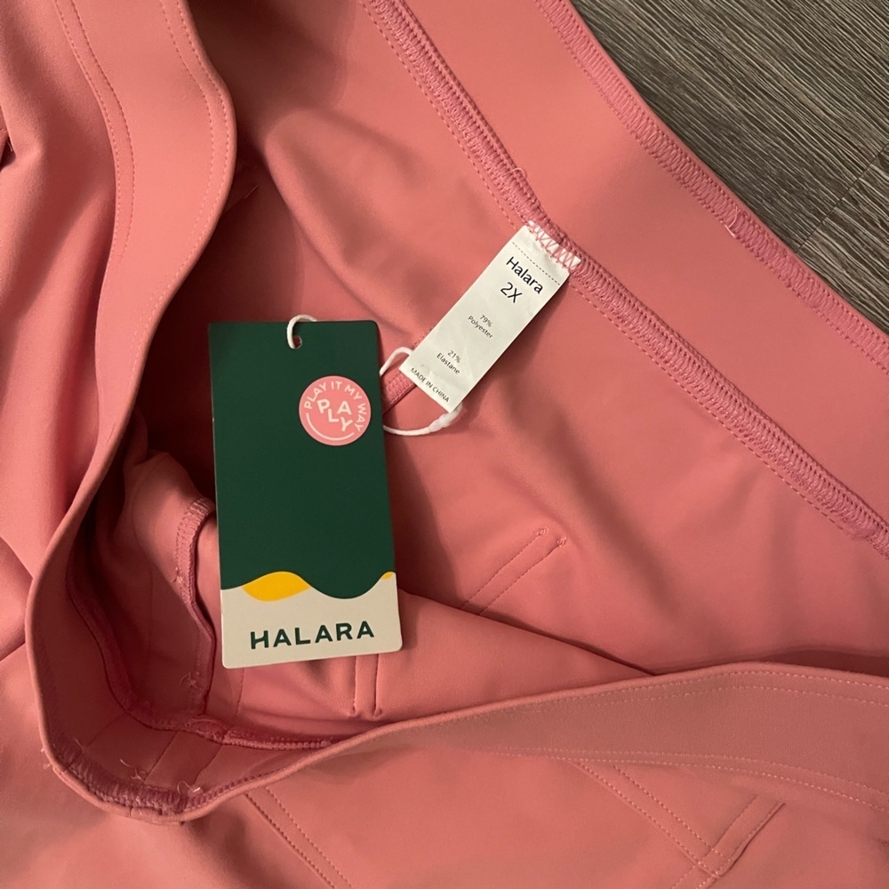 Halara | Pink Pull On Trousers Patch Pockets High Waisted Stretch Button Front - Picture 4 of 5